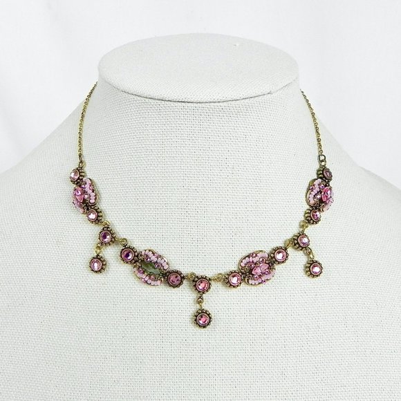 Pink Crystal Beaded Boho Necklace - Picture 1 of 7